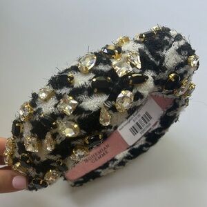 Black and White Tweed Embellished Headband